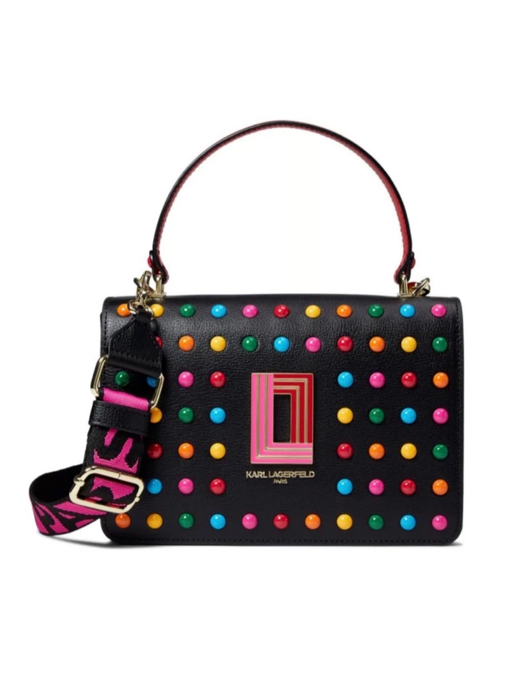 Karl Lagerfeld | Paris | Simone | Multicolor Studded Satchel with Logo